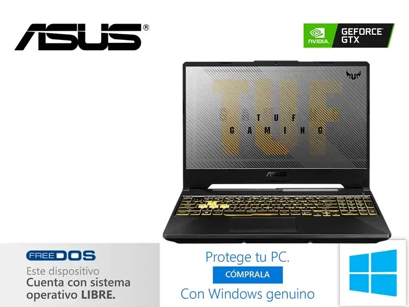 Laptop ASUS TUF Gaming FX506LH-HN100 Intel Core i7-10870H 16GB/SSD512GB/V4GB/15.6" No incluye windows