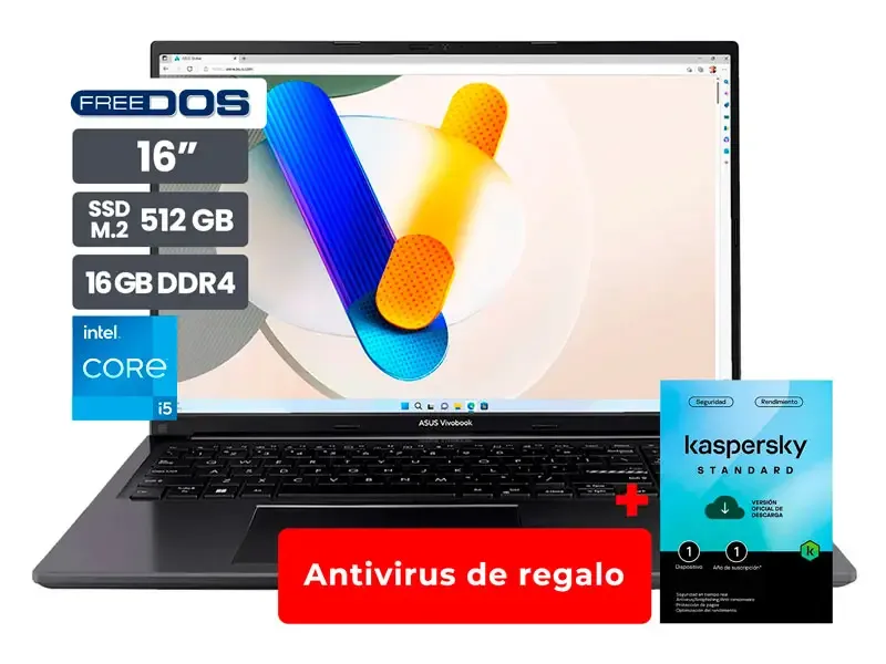 Laptop ASUS VivoBook 16 X1605VA-MB1235 16" Intel Core i7-13620H 16GB SSD512 No incluye Windows