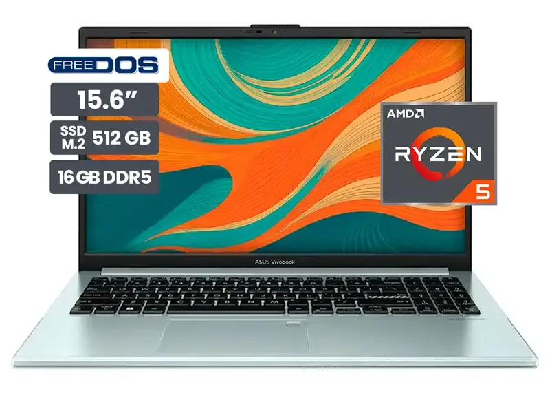 Laptop ASUS VivoBook GO 15 E1504FA- NJ545 15.6" AMD Ryzen 5-7520U 16GB SSD512GB No incluye Windows