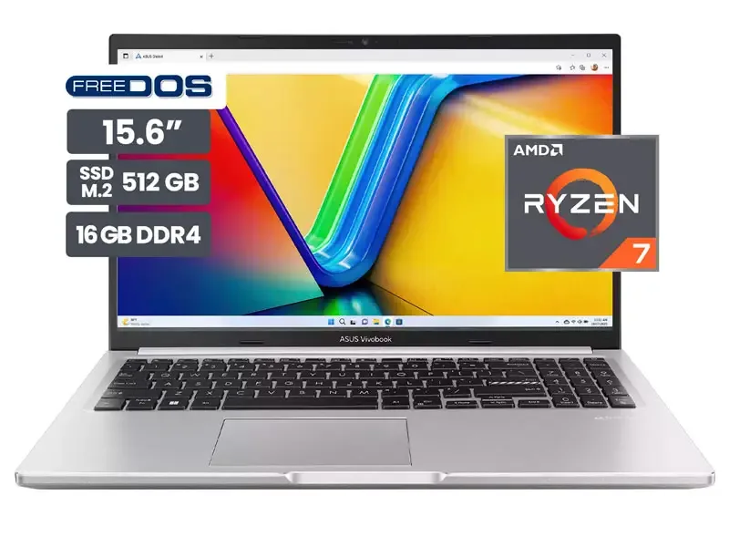 Laptop ASUS Vivobook M1502NAQ-BQ041 15.6"FHD IPS AMD Ryzen 7-170 16GB SSD512GB No incluye Windows