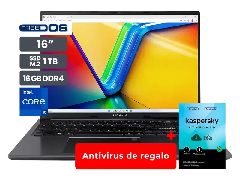 Laptop ASUS VivoBook X1605VA-MB195  16" Intel Core i9-13900H 16GB SSD1TB No Incluye Windows