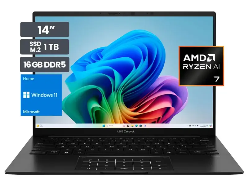 Laptop ASUS Zenbook UM3406KA-QD092W 14" AMD Ryzen AI 7-350 16GB SSD1TB Wind11 Home