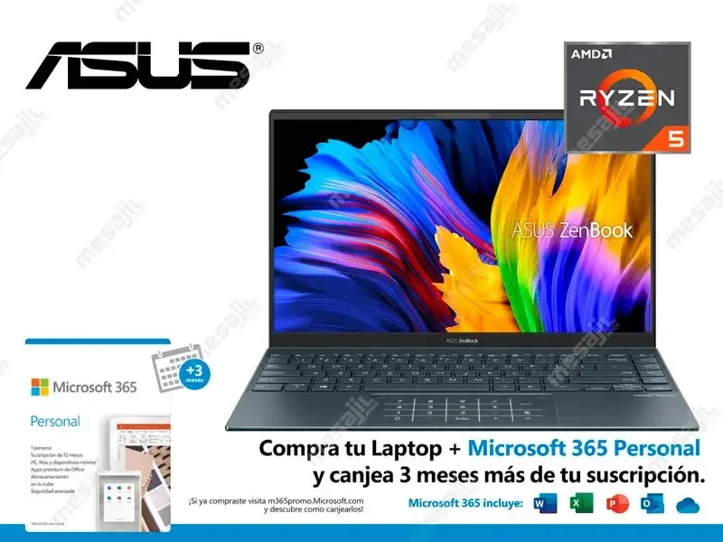 Laptop ASUS ZenBook UM425UAZ-KI004T AMD Ryzen 5-5500U 8GB/512GB-SSD/V2GB/W10/FHD/14"