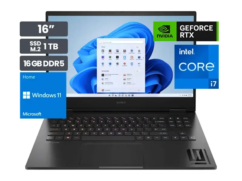 Laptop Core i7-13620U HP Gamer Omen 16-wd0000la 16GBDDR5 SSD1TB RTX4060 8GB W11home