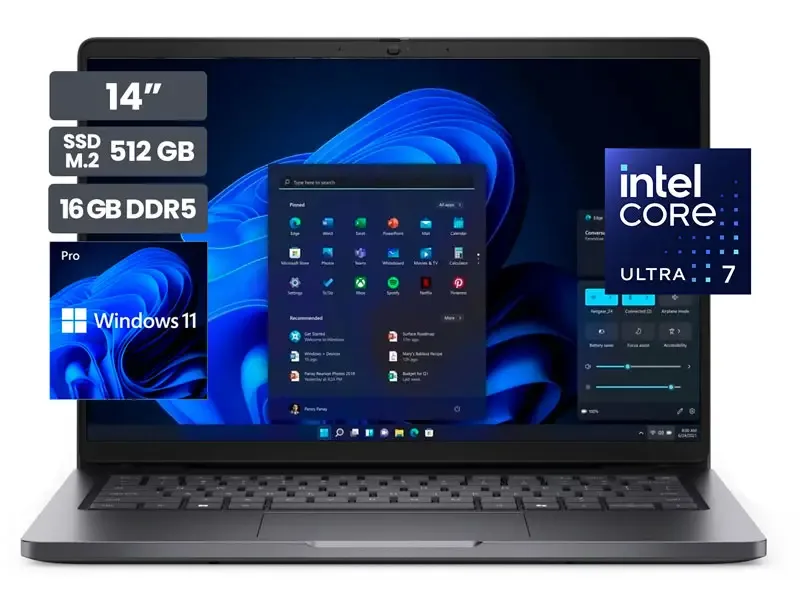 Laptop DELL Pro 14 PC14250 14" Intel Core Ultra 7 150U 16GB SSD512GB Wind11 Pro