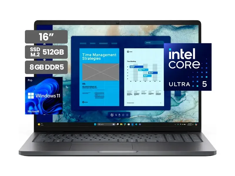Laptop DELL Pro 16 PC16250 16" Intel Core Ultra 5 120U 8GB SSD512GB Wind11 Pro