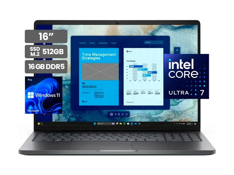 Laptop DELL Pro 16 PC16250 16" Intel Core Ultra 7 150U 16GB SSD512GB Wind11Pro