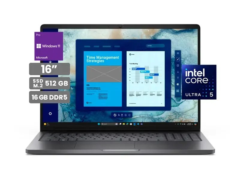 Laptop DELL Pro 16 PC16250 16" Intel Core Ultra 5 120U 16GB SSD512GB Wind11 Pro