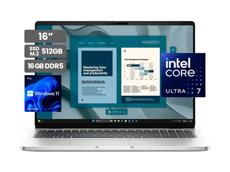 Laptop DELL Pro 16 PC16250 16" Intel Core Ultra 7 255U 16GB SSD512GB Wind11 Pro