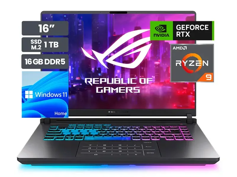 Laptop Gamer ASUS ROG Strix G16 G614PM-RV127W 16" AMD Ryzen 9-8940HX 16GB SSD1TB RTX5060 8GB Wind11 Home