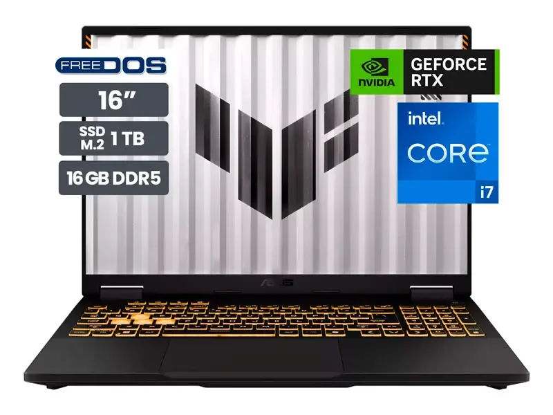 Laptop Gamer ASUS TUF F16 16" Intel Core i7-14650HX 16GB SSD1TB RTX5050 8GB No incluye Windows
