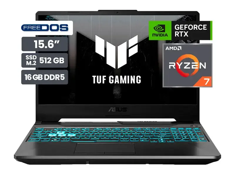 Laptop Gamer ASUS TUF FA506NCG-HN194 15.6" AMD Ryzen 7-7445HS 16GB SSD512GB RTX3050 4GB No incluye Windows