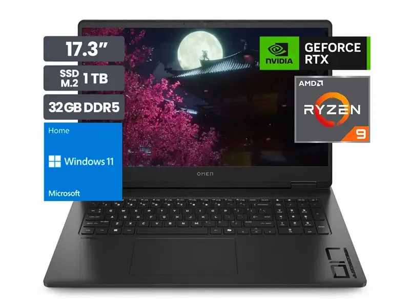 Laptop Gamer HP 17-DB0009LA 17.3" Ryzen 9 8945HS 32GB SSD1TB RTX4060 8GB Wind11 Home