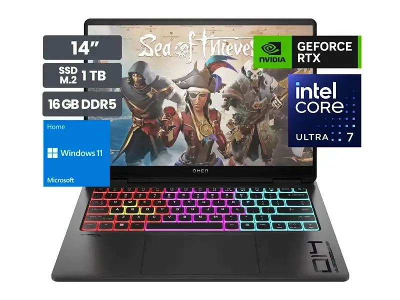 Laptop Gamer HP Omen 14-FB0001LA 14" Intel Core Ultra 7-155H 16GB SSD1TB RTX4060 8GB Wind11 Home