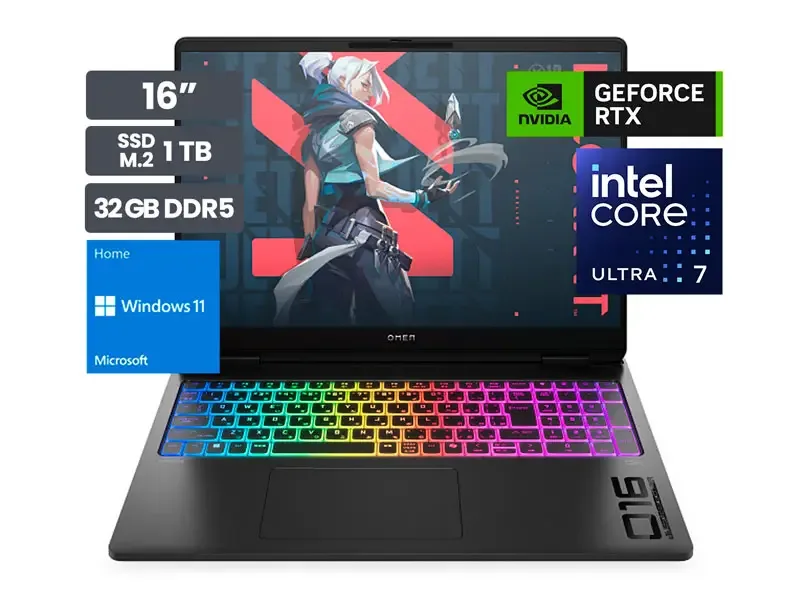 Laptop Gamer HP Omen MAX 16-AH0006LA 16" Intel Core Ultra 7-255HX 32GB SSD1TB RTX5070 8GB Wind11 Home