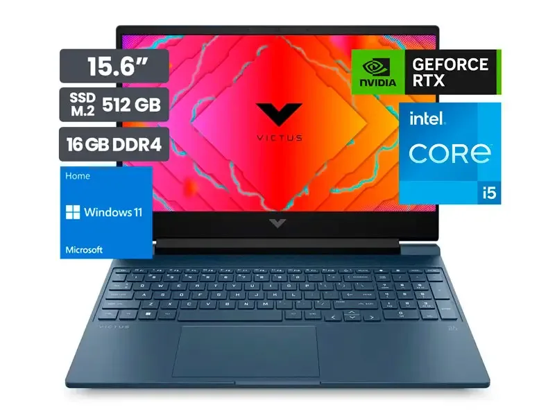 Laptop Gamer HP Victus 15-FA0022LA 15.6" Intel Core i5-12450H 16GB SSD 512GB RTX3050 4GB Wind11 Home
