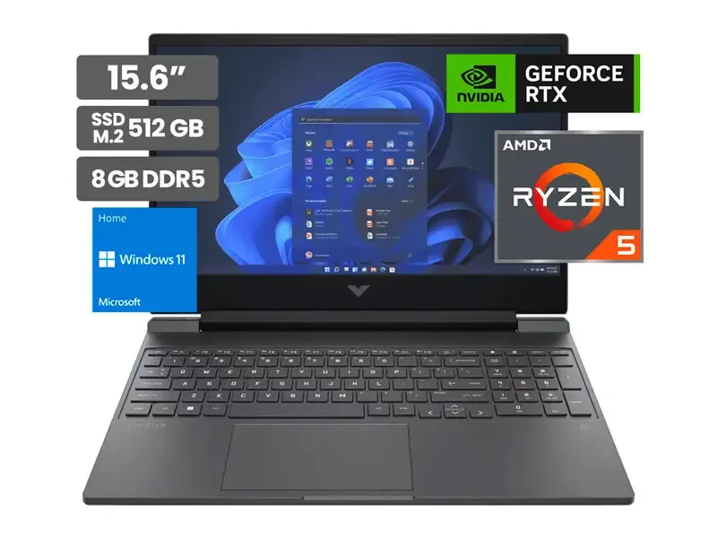 Laptop Gamer HP Victus 15-FB2002LA 15.6" AMD Ryzen 5-8645HS 8GB SSD512GB RTX3050 6GB Wind11 Home