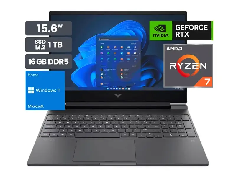 Laptop Gamer HP Victus 15-FB2019LA 15.6" AMD Ryzen 7-8845HS 16GB SSD1TB RTX4050 6GB Wind11 Home