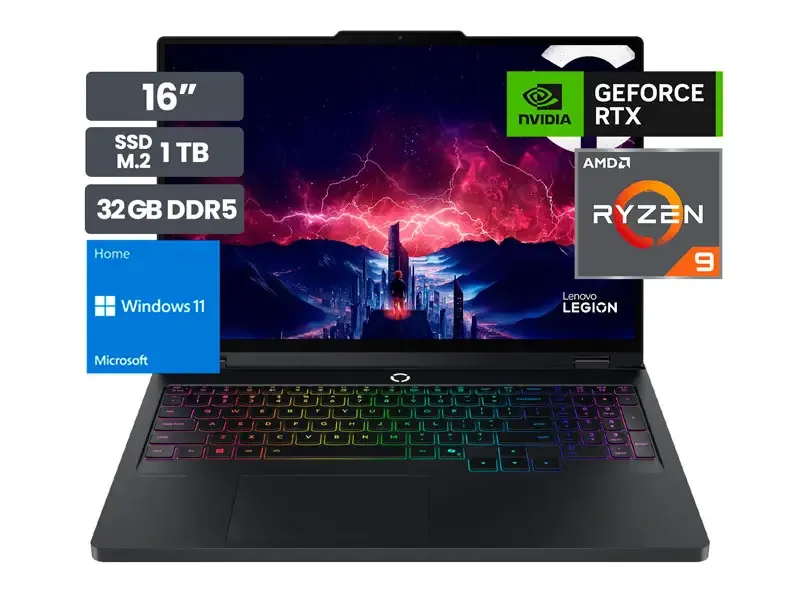 Laptop Gamer Lenovo Legion Pro 5 16" AMD Ryzen 9-8945HX 32GB SSD1TB RTX5060 8GB  Wind11 Home