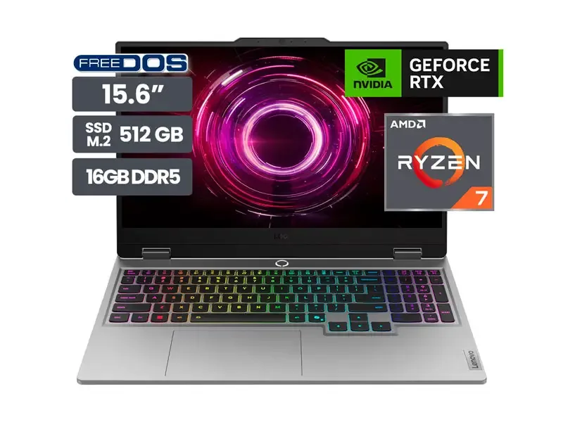 Laptop Gamer Lenovo LOQ 15AHP10 15.6" AMD Ryzen 7-250 16GB SSD512GB RTX5050 8GB No incluye Windows