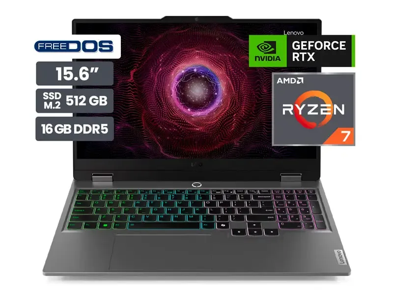Laptop Gamer Lenovo LOQ 15ARP9 15.6" AMD Ryzen 7-7435HS 16GB SSD512GB RTX4050 6GB No incluye Windows