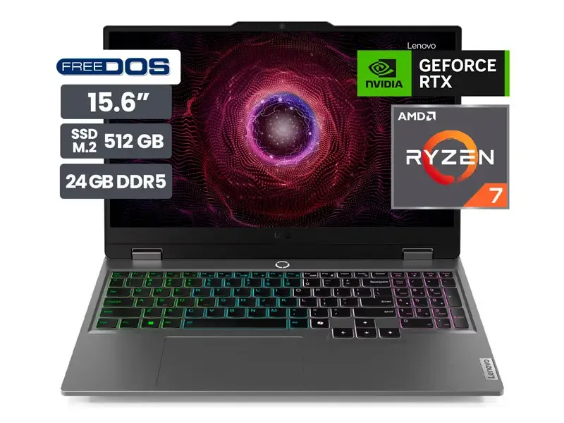 Laptop Gamer Lenovo LOQ 15ARP9 15.6" AMD Ryzen 7-7435HS 24GB SSD512GB RTX4050 6GB No incluye Windows