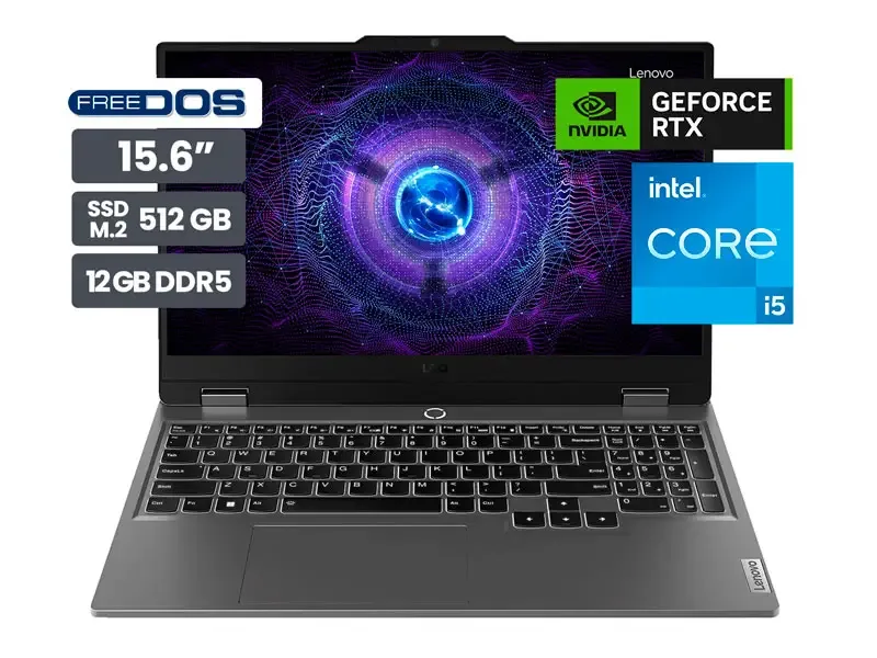 Laptop Gamer Lenovo LOQ 15IRX9 15.6" Intel Core i7-13650HX 12GB SSD512GB RTX3050 6GB No incluye Windows