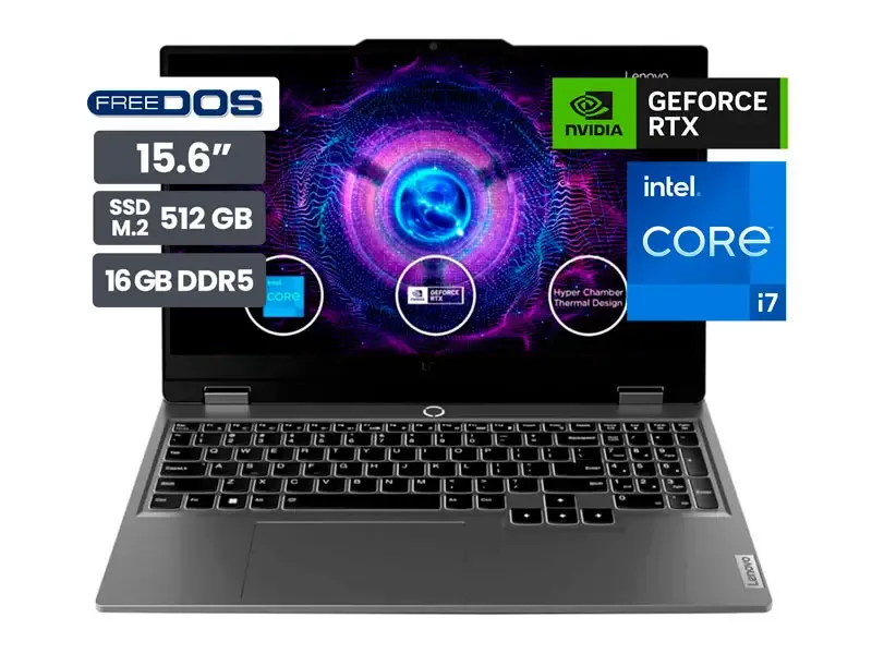 Laptop Gamer Lenovo LOQ 15IRX9 15.6" Intel Core i7-13650HX 16GB SSD512GB RTX4050 6GB No incluye Windows