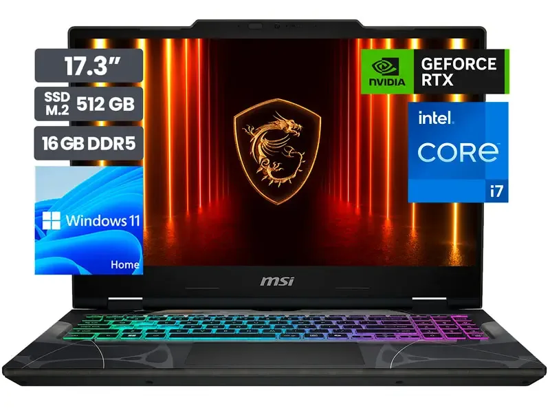 Laptop Gamer MSI Cyborg 17 B2RWFKG 17.3" Intel Core 7-240H 16GB SSD512GB RTX5060 8GB Wind11 Home