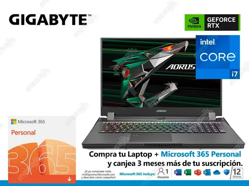 Laptop Gigabyte Aorus 17G KB Intel Core i7-11800H 16GB/SSD Gen4 512GB/V6GB RTX3060P/17.3" W10H