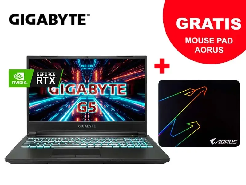 Laptop Gigabyte Gamer G5 D-51LA123SH Intel Core i5-11400H 16GB/SSD Gen4 512GB/V4GB RTX3050/15.6" W10H