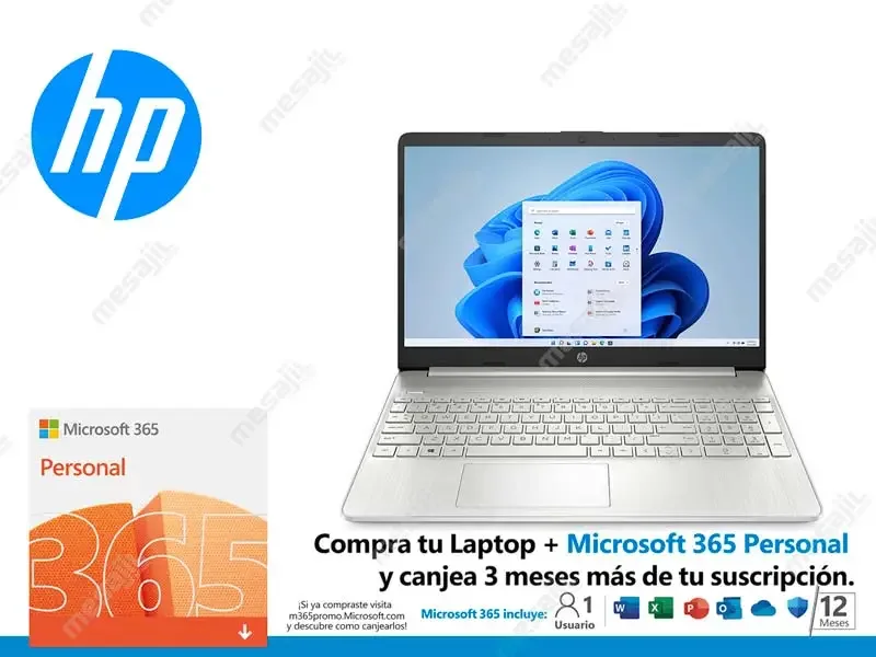 Laptop HP 15-DY5008LA Intel i7-1255U 8GB/SSD256GB/15.6"  W10H