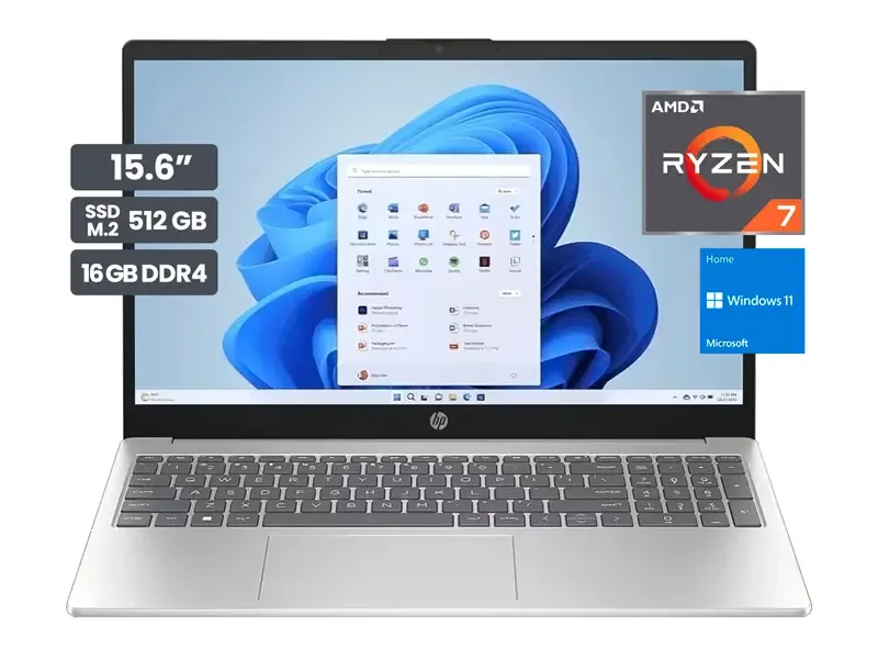 Laptop HP 15-FC0034LA 15.6" AMD Ryzen 7 7730U 16GB SSD512 Wind11 Home
