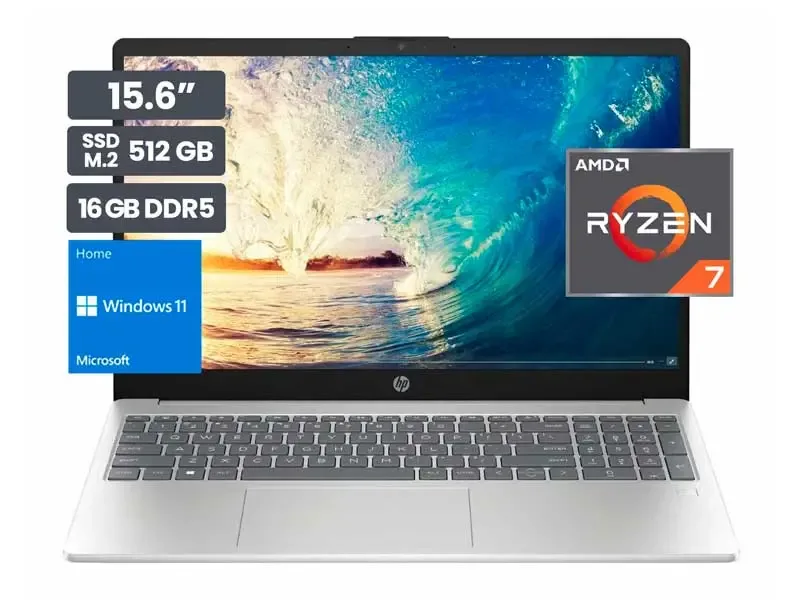 Laptop HP 15-FC0077LA 15.6" AMD Ryzen 7 7730U 16GB SSD512GB Wind11 Home