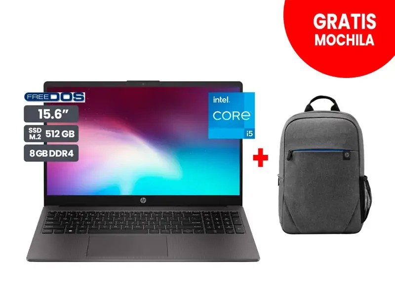 Laptop HP 250 G10 15.6" Intel Core i5-1334U 8GB SSD512GB FD No incluye Windows