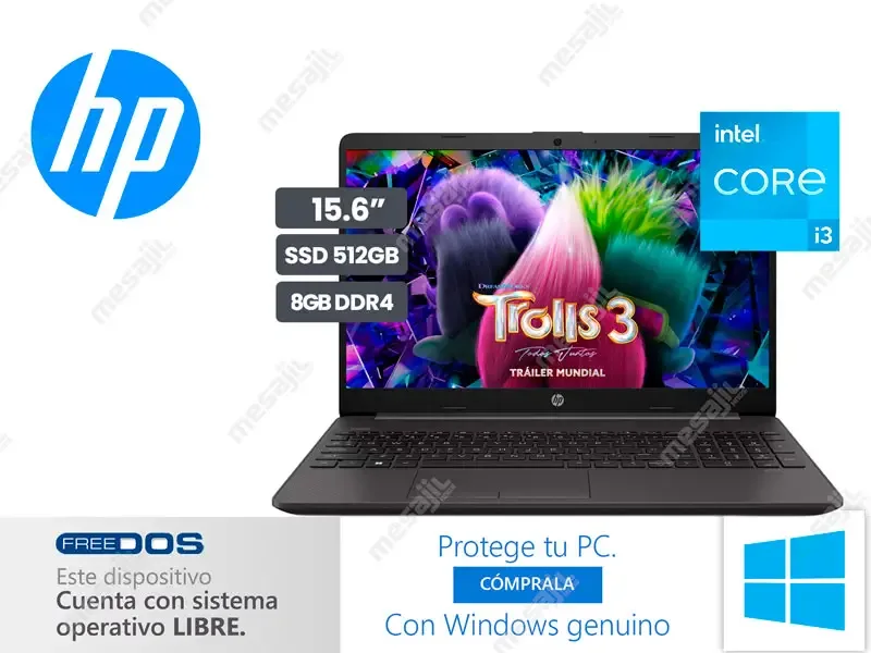 Laptop HP 250 G9 Intel Core i3-1215U 8GB/SSD512GB/15.6" /FreeDos
