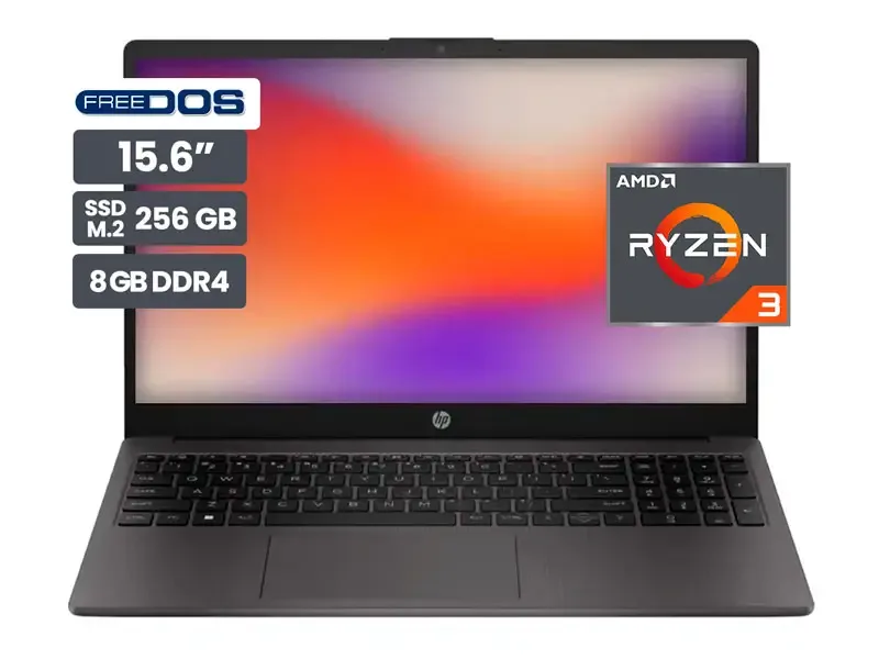 Laptop HP 255 G10 15.16" AMD Ryzen 3 7320U LPDDR4 8GB SSD256GB No Incluye Windows