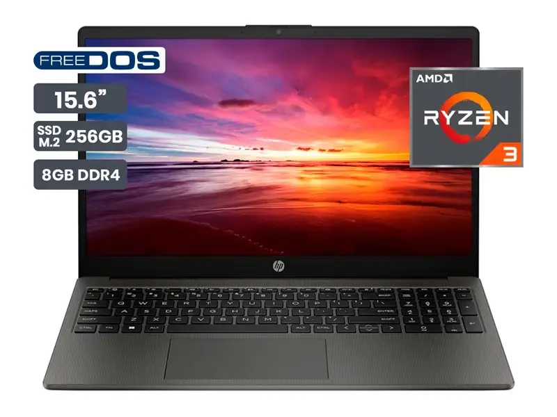 Laptop HP 255 G10 15.6" AMD Ryzen 3 7330U 8GB SSD256GB No Incluye Windows