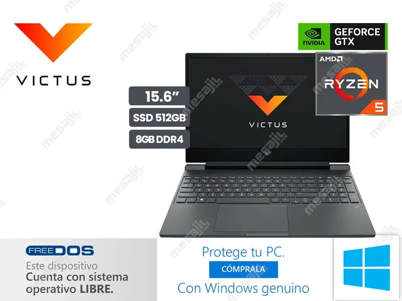 Laptop HP Gaming Victus 15-FB0134L AMD Ryzen 5-5600H 8GB/SSD 512GB/GTX1650 4GB/ 15.6"/ FreeDos