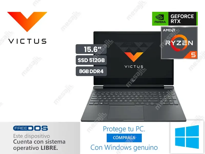 Laptop HP Gaming Victus 15-FB0135LA AMD Ryzen 5-5600H 8GB/SSD 512GB/RTX3050 4GB/ 15.6"/ FreeDos