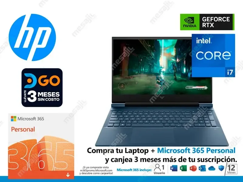 Laptop HP Gaming VICTUS 16-D0525la Intel Core i7-11800H 16GB/SSD 512GB/V4GB/W11h/16.1"