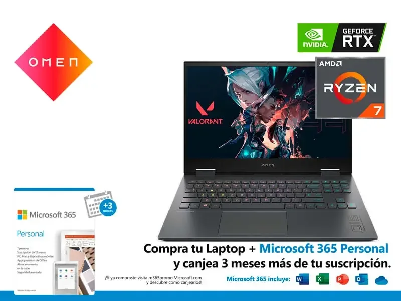 Laptop HP OMEN 15-en0002la AMD Ryzen 7 4800H 16GB/512GB/RTX 2060//15.6"/W10H