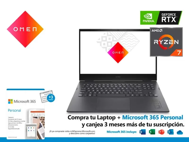 Laptop HP OMEN 16-C0502la Ryzen7-5800H 8GB/SSD 512GB/RTX3050 V4GB/W10h/16"