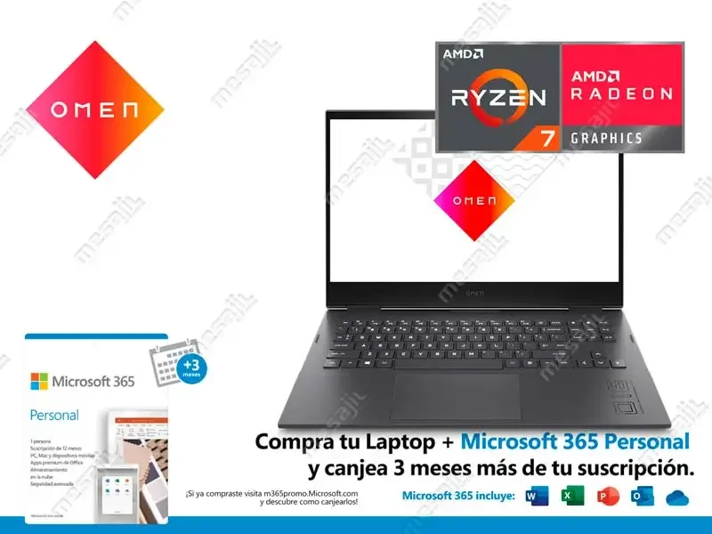 Laptop HP OMEN 16-C0503la Ryzen7-5800H 16GB/SSD 512GB/RX6600M V8GB/W10h/16"