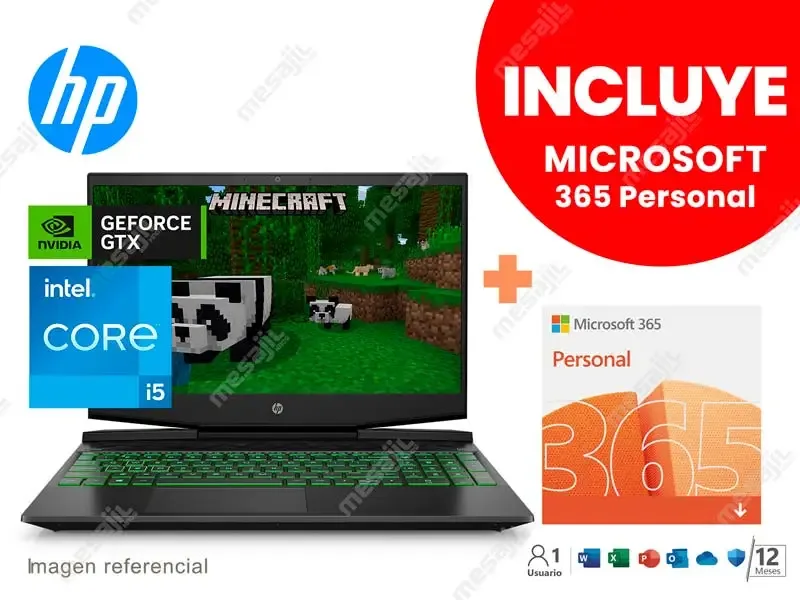 Laptop HP Pavilion Gaming 15-dk1024la Intel Core i5-10300H 8GB/SSD 256GB/V3GB /15.6"/W10