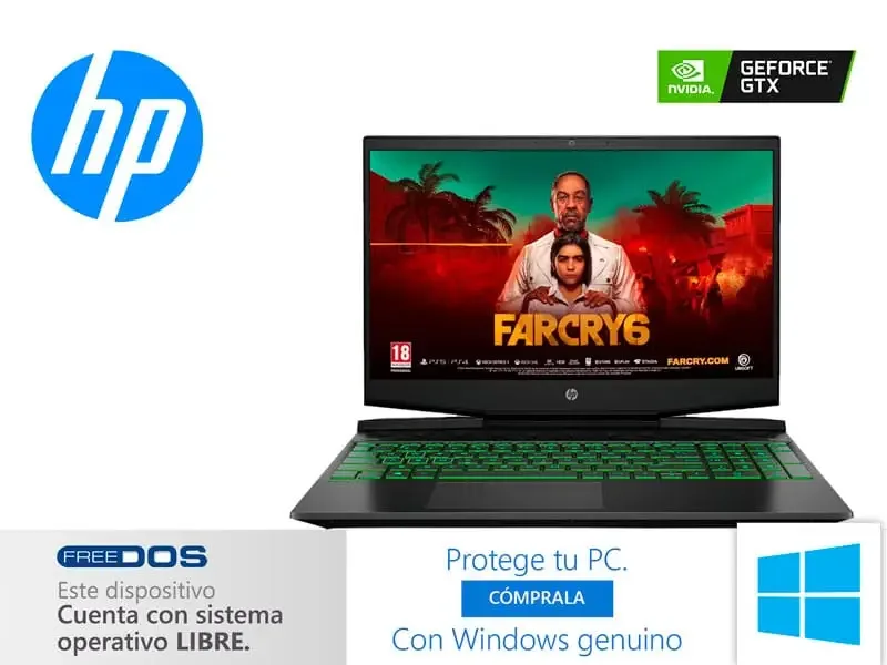 Laptop HP Pavilion Gaming 15-dk1025la Intel Core i5-10300H 8GB/SSD 256GB/V3GB /15.6" No incluye windows