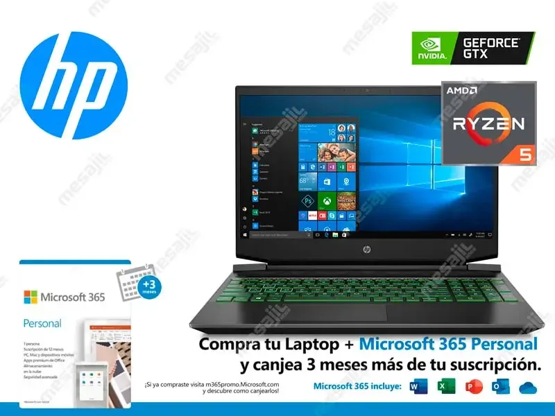 Laptop HP Pavilion Gaming 15-ec1037la AMD Ryzen 5 4600H 8GB/SSD512GB/4GB GTX 1650 Ti/15.6"/W11
