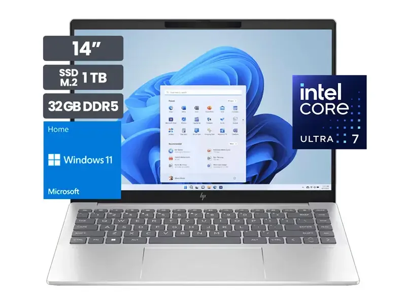 Laptop HP Pavilion Plus 14-EW1002LA 14" Intel Core ultra 7-155H 32GB SSD1TB Wind11 Home