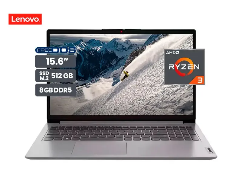 Laptop Lenovo IdeaPad 1 15AMN7 AMD Ryzen 3 7320U 8GB/SSD 512GB/15.6"/FreeDos No incluye windows