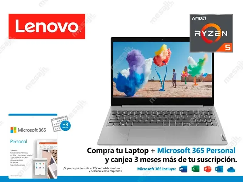 Laptop Lenovo IdeaPad 5 15ALC05 AMD Ryzen 5 5500U 8GB/SSD256GB/15.6" FHD/No incluye Windows
